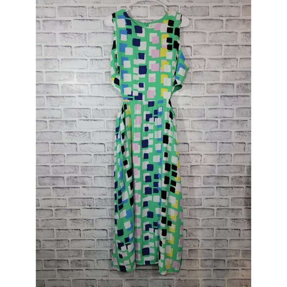 Corey Lynn Calter Anthropologie Side Cut Out Abstract Midi Dress Size Large - Picture 3 of 8